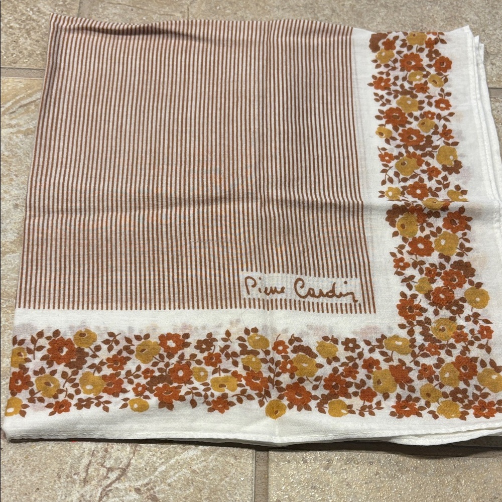 Pierre Cardin Brown and Gold Floral Scarf